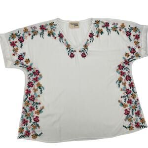 Savanna Jane White Floral Embroidered Blouse